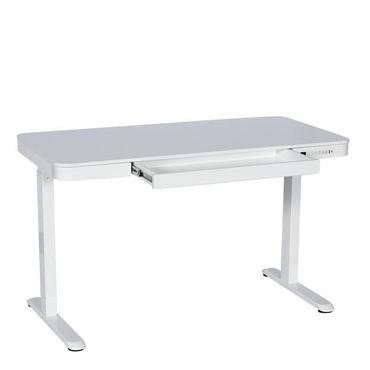 Комплект регулируемо бюро и стол ДРАЧ- бял цвят с отворено чекмедже