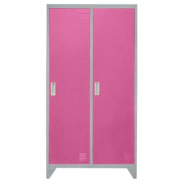 Метален гардероб BTL с 2 отделения 80x40x140 - розов, сниман отпред, затворени врати