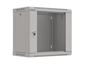 Комуникационен шкаф Lanberg rack cabinet 19' wall-mount 9U/540x350 (flat pack) with glass door grey