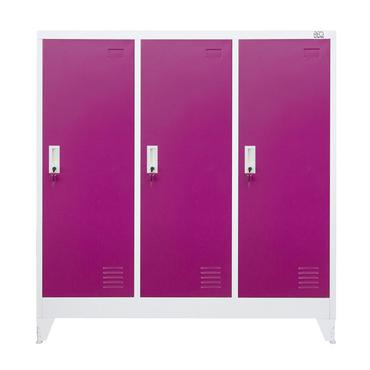Метален гардероб с 3 отделения 120x40x120 см 4 цвята- цикламен, сниман отпред, затворен