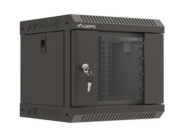 Комуникационен шкаф Lanberg rack cabinet 10' wall-mount 4U/300x300 (flat pack) with glass door black