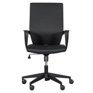 Работен стол НИКОЛА-сниман отспред, черна еко кожа