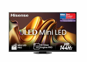 Телевизор Hisense 65' U8NQ, 4K Ultra HD 3840x2160, ULED Pro, FALD, Quantum Dot, 144Hz, IPS, HDR 10+, HLG, Dolby Vision IQ, Dolby Atmos, Smart TV,Light Sensor,WiFi 5GHz, WiFi Direct, BT, Anyview Cast, 4xHDMI, 2xUSB, LAN, CI+, DVB-T2/C/S2, Black