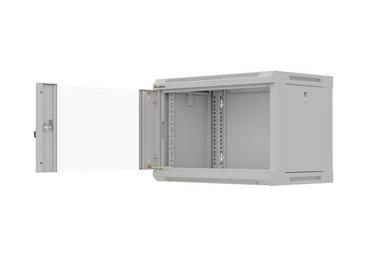 Комуникационен шкаф Lanberg rack cabinet 19' wall-mount 6U/540x350 (flat pack) with glass door grey