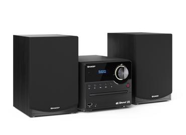 Аудио система Sharp Audio Systems XL-B517D(BK), HI-FI MICRO SYSTEM, 45W total max power output, DAB+ and FM tuner with RDS, Bluetooth v5.0, CD player, USB playback, 3.5mm Aux-in / line-in, Headphone jack, wooden speaker, Black