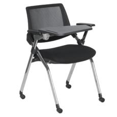 Посетителски стол АЛБА- сниман отпред, с масичка, хромирани крака