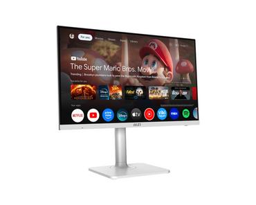 Монитор MSI Modern MD272UPSW, 27', 4ms, IPS, 3840x2160 (UHD), 16:9, Flat, Smart Google TV, Remote Control, HDR Ready, 300 nits, 1000:1, DP(1.4a), HDMI2.0b, TypeC DP alt. w/PD (65W), 2xUSB (2.0), LAN, WiFi 5, BT 5, Dolby Audio 2x3W, Pivot, Heigh Adj., Whit
