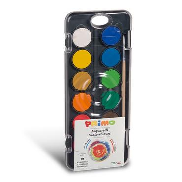 Бои акварелни PRIMO 12 цвята капак палитра