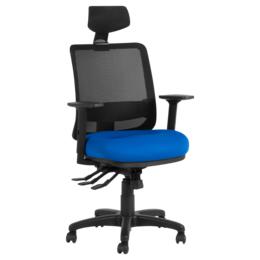 Работен стол SEVERO-сниман отпред, син цвят дамаска