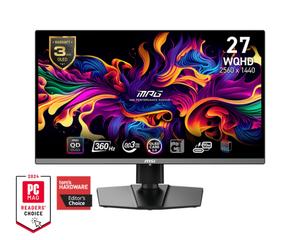 Монитор MSI MPG 271QRX QD-OLED, 26.5', 360Hz, 0.03ms, WQHD 2560x1440, Oled Care 2.0, Fanless Design with Graphene, ClearMR 13000, KVM, Mystic Light, AI VISION, 250 nits, 1500000:1, 100M;1, DP (1.4a), 2x HDMI (2.1), Type-C (DP alt. PD 90W), USB HUB, Adj.St