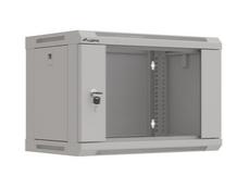 Комуникационен шкаф Lanberg rack cabinet 19' wall-mount 6U/540x350 (flat pack) with glass door grey