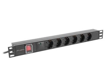 Разклонител Lanberg power distribution unit (pdu) 19' 1U 16a 2m 6x schuko outlets black