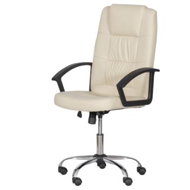 Директорски стол ГРЕГ-сниман отстрани, еко кожа, хромирана кръстачка