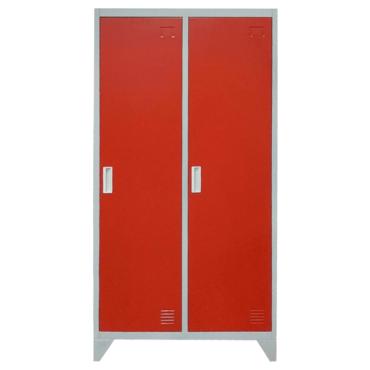 Метален гардероб BTL с 2 отделения 80x40x140 - червен, сниман отпред, затворени врати