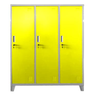 Метален гардероб детски BTL JZ с 3 отделения 150x120x40 см- затворен, жълт