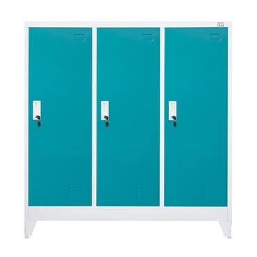 Метален гардероб с 3 отделения 120x40x120 см 4 цвята, тюркоаз, затворен, сниман отпред