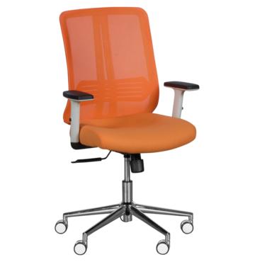 Работен стол РАДИ- оранжав цвят, хромирана база