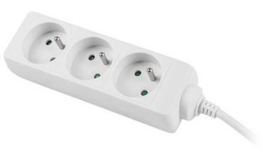 Разклонител Lanberg power strip 3m, 3 sockets, french quality-grade copper cable, white