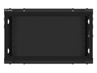 Комуникационен шкаф Lanberg rack cabinet 19' wall-mount 6U/600x450 for self-assembly with metal door black (flat pack)