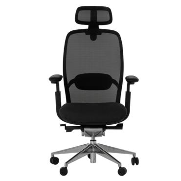 Работен стол ЕРОС- черна дамаска, хромирана основа