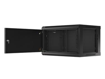 Комуникационен шкаф Lanberg rack cabinet 19' wall-mount 6U/600x450 for self-assembly with metal door black (flat pack)