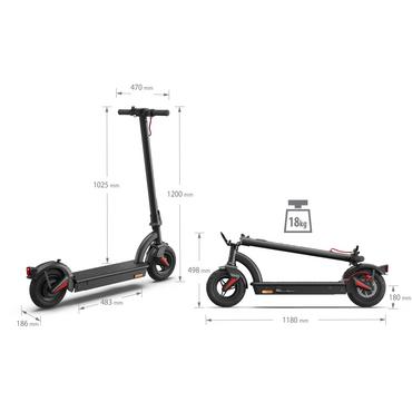 Електрически скутер Sharp Electric Scooter, Range per charge: 40 km, LED Display, USB Charging Port, Bluetooth, IPX4 certification, Wheel size: 10', Dual brake systems, Mechanical bell, Max load: 120 kg, Black