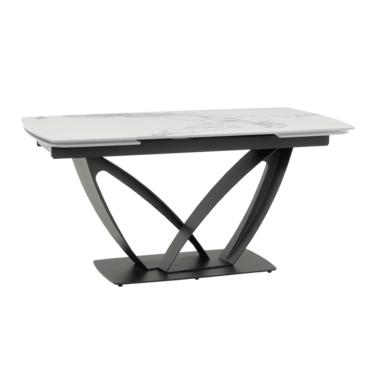Трапезна маса ТЕМИРА разтегателна- бял керамичен плот, черна основа