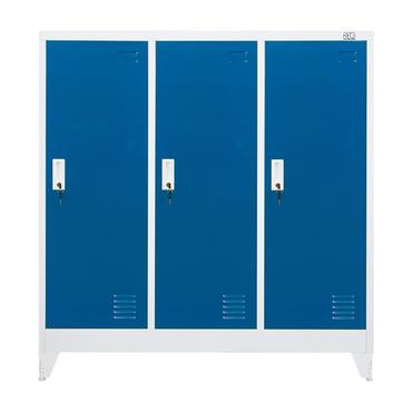 Метален гардероб с 3 отделения 120x40x120 см 4 цвята - син, затворен, сниман отпред