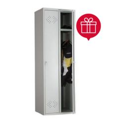 Метален гардероб PMT с 2 отделения 183х60х50 смц- сниман отпред, отворен, пълен с класьори