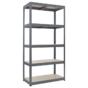 Метален стелаж 180х90х45см - сив, МДФ рафтове, 350 кг товароносимост