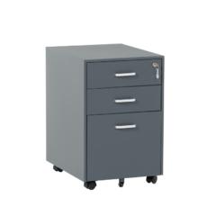 Метален контейнер J  BTL с 3 чекмеджета, с дръжки - графит, затворени чекмеджета