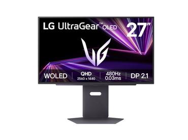 Монитор LG 27GX790A-B, UltraGear 26.5' OLED, 0.03 ms GtG AG, 480 Hz, 1500000:1, 275cd/m2, QHD 2560x1440, HDR 10, DCI-P3 98.5%, AMD FreeSync, G-SYNC Compatible, HDMI, DisplayPort, USB, Headphone Out, Reader mode, Tilt, Height Adjustable, Pivot, Black
