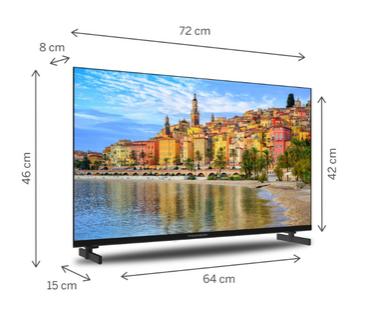 Телевизор Thomson Smart FHD TV 32'; Google TV; 1920 x 1080 (FHD), DLED, 60 Hz, DVB-T/T2/C/S/S2, Wi-Fi, Bluetooth, LAN, HDMI 3 (1.4), USB 2 (2.0), 12 Volt adapter included, Side Feet, Black
