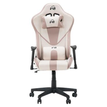 Геймърски стол ИВЕЛ ергономичен бежов, еко кожа, снимка анфас