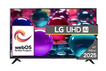Телевизор LG 43UA73003LA, 43' 4K UltraHD TV 4K (3840x2160), DVB-T2/C/S2, webOS 25 Smart, ThinQ AI, Alpha 7 AI Processor, WiFi, HDR10 pro, HLG, ALLM/HGiG, 4K Upscaling, AI Sound pro, Multiple View, HDMI eARC, LAN, USB, Bluetooth, Google Cast, 2 Pole Stand,