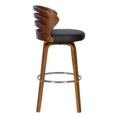 Бар стол АЛИС- черна седалка, облегалка дървена