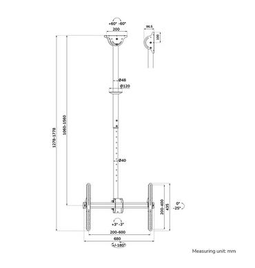 Стойка Neomounts Flat Screen Ceiling Mount (Height: 106-156 cm)