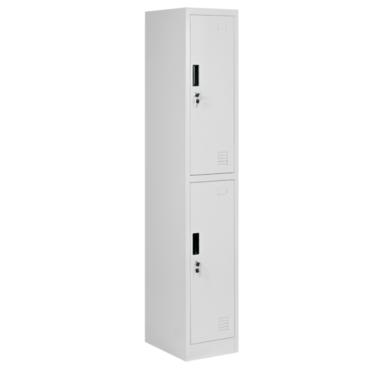 Метален гардероб BTL К с 2 отделения 185х30х45 см - сниман под ъгъл, сив, затворени врати