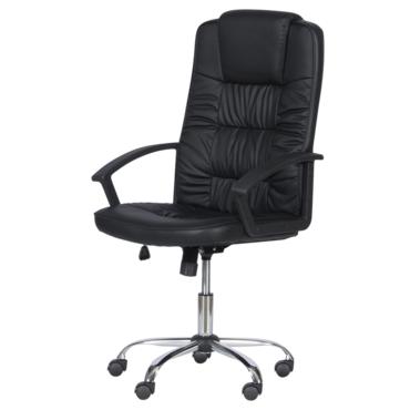 Директорски стол НЕВЕН - черна еко кожа, хромирана кръстачка