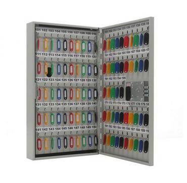 Табло за ключове KL 195 броя - с ел. заключване, снимано отпред, сиво, с наредени ключове вътре