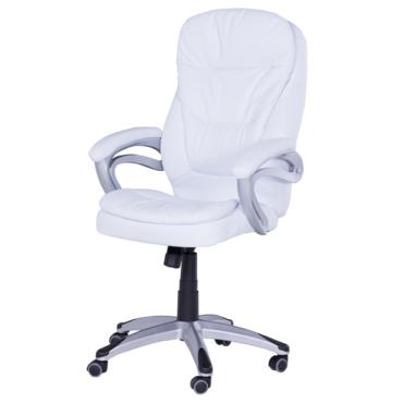 Директорски стол АРТЕМ- снимка отпред, бяла еко кожа