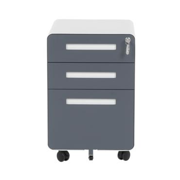 Метален контейнер H BTL с 3 чекмеджета, сив, с графитени вратички, сниман в профил, със затворени чекмеджета