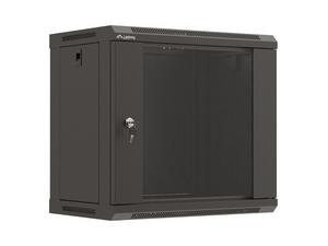 Комуникационен шкаф Lanberg rack cabinet 19' wall-mount 9U/540x350 (flat pack) with glass door black