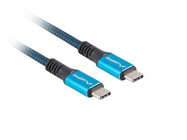 Кабел Lanberg USB-C(M) -> USB-C (M) 4.0 cable 0.5m 100W 8K 30Hz Black-Blue