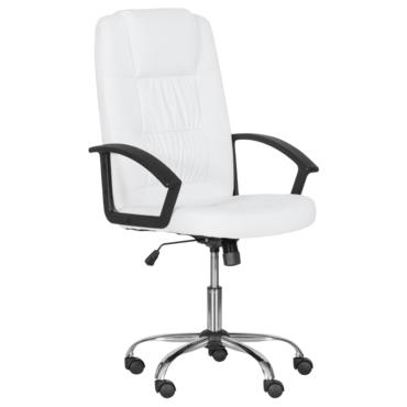 Директорски стол ГРЕГ- снимка отпред, бял цвят, еко кожа