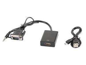 Адаптер Lanberg adapter VGA (f) + audio 3.5mm jack -> HDMI (m)