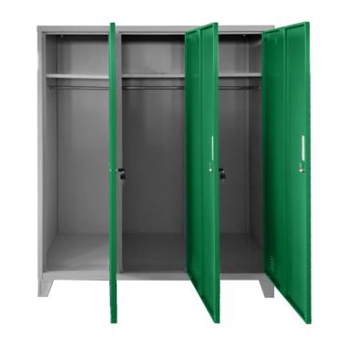 Метален гардероб детски BTL JZ с 3 отделения 150x120x40 см, отворен, зелен