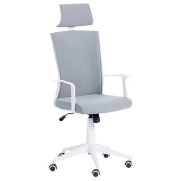 Директорски стол МАЛИК- сив цвят дамаска, бял полипропилен