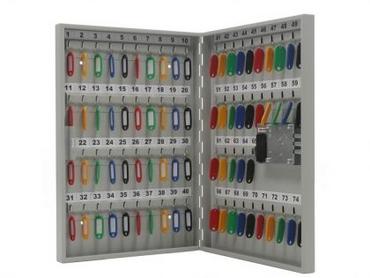 Табло за ключове EL 75 броя- сиво, отворено с наредени ключове вътре, с ел.заключване