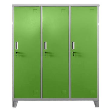 Метален гардероб детски BTL JZ с 3 отделения 150x120x40 см- зелен, затворен